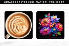 Flower Square Coaster Design | Square Coaster PNG Product Image 1