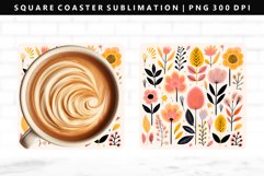 Flower Square Coaster Design | Square Coaster PNG Product Image 1