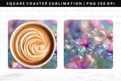 Flower Square Coaster Design | Square Coaster PNG Product Image 1