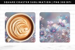 Flower Square Coaster Design | Square Coaster PNG Product Image 1