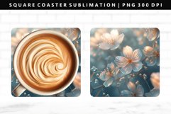 Flower Square Coaster Design | Square Coaster PNG Product Image 1