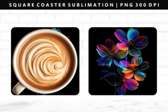 Flower Square Coaster Design | Square Coaster PNG Product Image 1