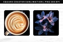 Flower Square Coaster Design | Square Coaster PNG Product Image 1