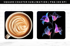 Flower Square Coaster Design | Square Coaster PNG Product Image 1