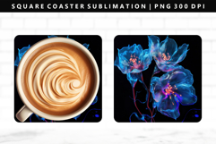 Flower Square Coaster Design | Square Coaster PNG Product Image 1