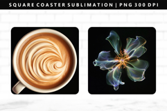 Flower Square Coaster Design | Square Coaster PNG Product Image 1