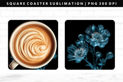 Flower Square Coaster Design | Square Coaster PNG Product Image 1