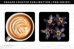 Flower Square Coaster Design | Square Coaster PNG Product Image 1