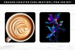 Flower Square Coaster Design | Square Coaster PNG Product Image 1