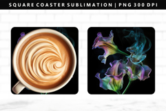 Flower Square Coaster Design | Square Coaster PNG Product Image 1