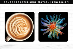 Flower Square Coaster Design | Square Coaster PNG Product Image 1