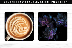 Flower Square Coaster Design | Square Coaster PNG Product Image 1