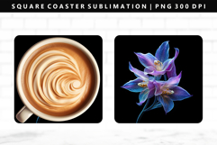 Flower Square Coaster Design | Square Coaster PNG Product Image 1