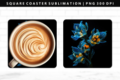 Flower Square Coaster Design | Square Coaster PNG Product Image 1