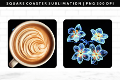 Flower Square Coaster Design | Square Coaster PNG Product Image 1