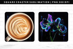 Flower Square Coaster Design | Square Coaster PNG Product Image 1