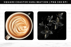 Flower Square Coaster Design | Square Coaster PNG Product Image 1