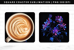 Flower Square Coaster Design | Square Coaster PNG Product Image 1