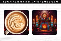 Fireplace Square Coaster Design | Square Coaster PNG Product Image 1