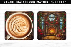 Fireplace Square Coaster Design | Square Coaster PNG Product Image 1
