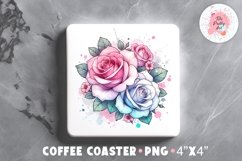 Roses Catcher Square Coaster, Coffee Square Coaster Sublimation Png,  Square Coaster Png