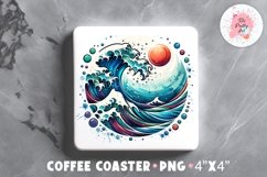 Sea Waves  Square Coaster, Coffee Square Coaster Sublimation Png, Coaster Png, Square Coaster Png