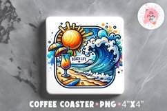 Sea Waves Square Coaster, Coffee Square Coaster Sublimation Png, Coaster Png, Square Coaster Png