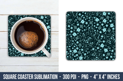 Disty Floral Square Coaster | Square Coaster Png Product Image 1