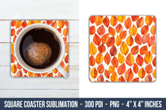 Fall Leaves Pattern Square Coaster | Square Coaster Product Image 1