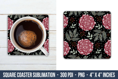 Winter Floral Square Coaster | Square Coaster Png Product Image 1