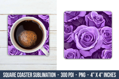 Purple Rose Flower Square Coaster | Square Coaster Png Product Image 1