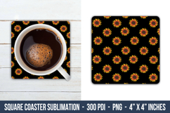 Sunflower Pattern Square Coaster | Square Coaster Design Product Image 1