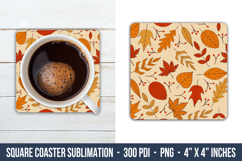 Autumn Leaves Pattern Square Coaster | Square Coaster Product Image 1