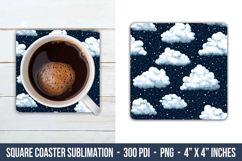 Snowy Clouds Pattern Square Coaster | Square Coaster Product Image 1