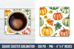 Watercolor Fall Square Coaster | Square Coaster Product Image 1
