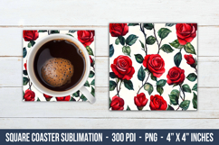 Rose Pattern Square Coaster | Square Coaster Sublimation Product Image 1