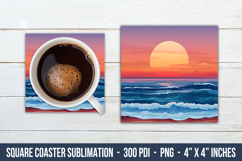 Sunset Square Coaster | Square Coaster Sublimation Product Image 1
