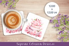 Cake Coaster Sublimation. Spring Cake Coaster Design Product Image 1
