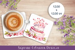 Cake Coaster Sublimation. Spring Cake Coaster Design Product Image 1