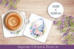 Peach color Easter Square Coaster Sublimation Product Image 1