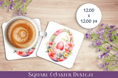 Peach color Easter Square Coaster Sublimation Product Image 1