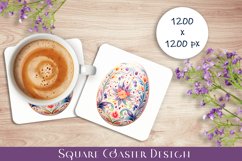 Peach color Easter Square Coaster Sublimation Product Image 1