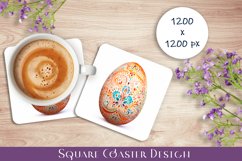 Peach color Easter Square Coaster Sublimation Product Image 1