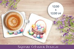 Peach color Easter Square Coaster Sublimation Product Image 1