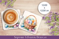 Peach color Easter Square Coaster Sublimation Product Image 1