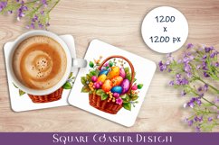 Peach color Easter Square Coaster Sublimation Product Image 1