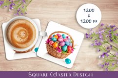 Peach color Easter Square Coaster Sublimation Product Image 1