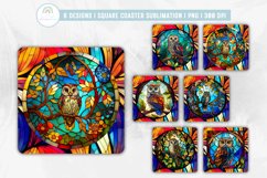 Stained Glass Owl Square Coaster Sublimation Design Bundle Product Image 1