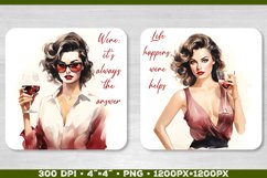 Square Wine Coaster with Quote | Pin up Coasters Sublimation Product Image 2