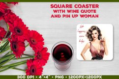 Four Square Wine Coasters with Quote | Coasters Sublimation Product Image 2